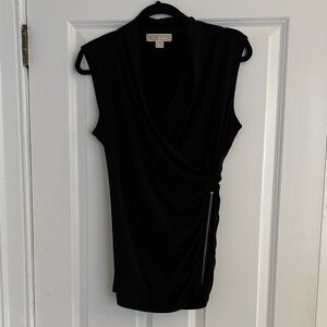 Michael Kors - Black Sleeveless Drape Top with side zipper